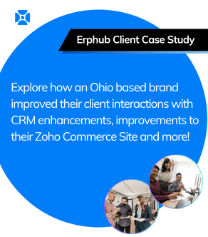 Erphub Client Case Study: Explore how an Ohio based brand improved their client interactions with adaptions to their CRM, Zoho Commerce Site and more!